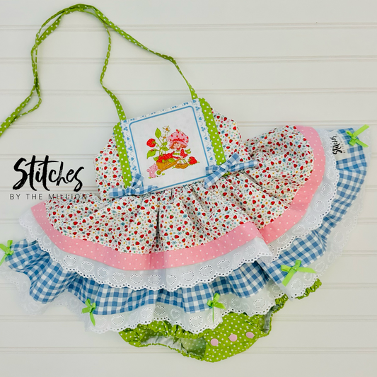 Dainty Sweet Strawberry Romper OOAK 3T